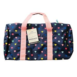 POTTERY BARN KIDS MACKENZIE LARGE DUFFLE BAG WITH HEART PATTERN NWT